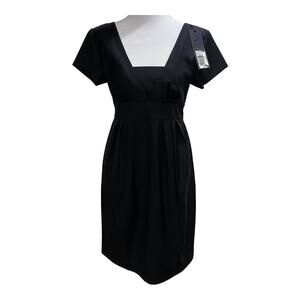 Eva Alexander London Black Maternity Lined Empire Waist Bow Wool Dress SM New